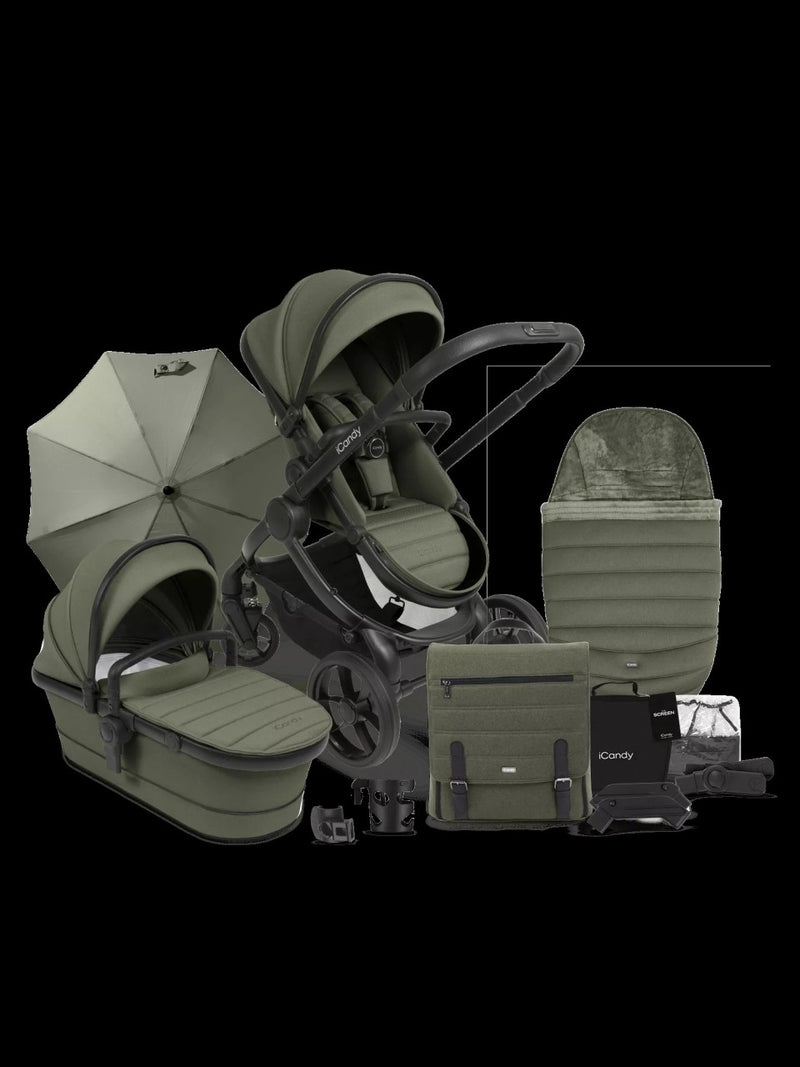Peach 7 Kinderwagen Complete Bundle – Babywanne, Parasol & Fußsack | iCandy