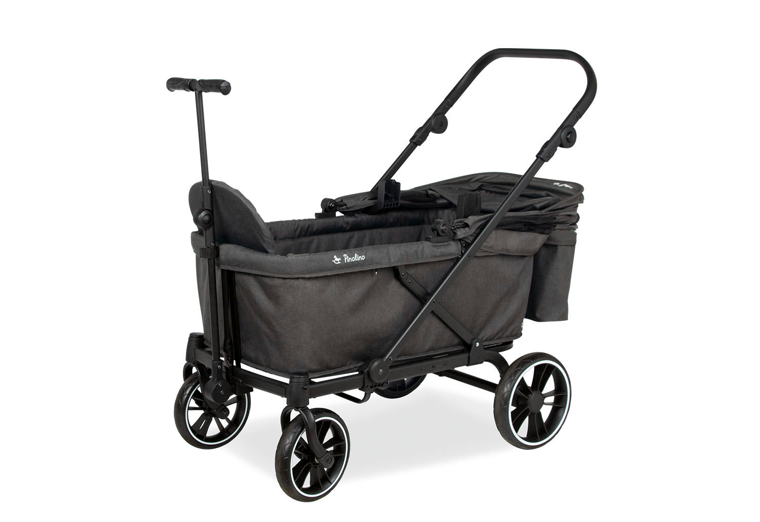 Pinolino 2-in-1 Kinder- und Bollerwagen Cubi Schwarz - Faltbar mit Sonnendach