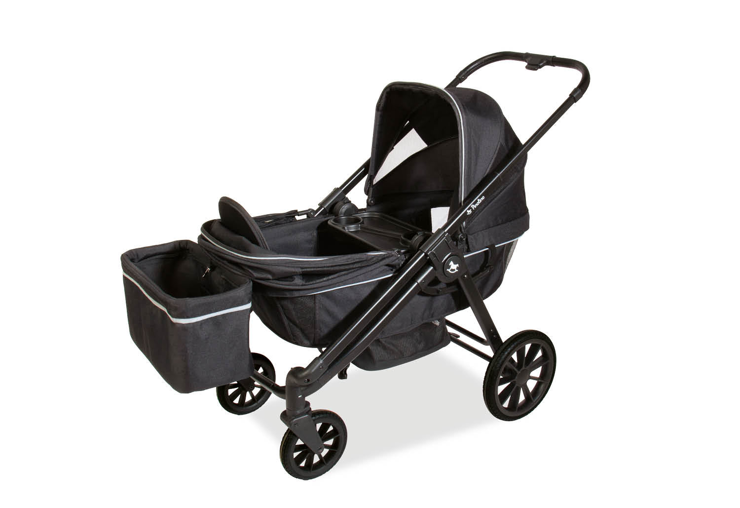Pinolino Pinolino 2-in-1 Kinder- und Bollerwagen Cubi Schwarz - Faltbar mit Sonnendach – Ansicht 3 | bimboo.ch Schweiz