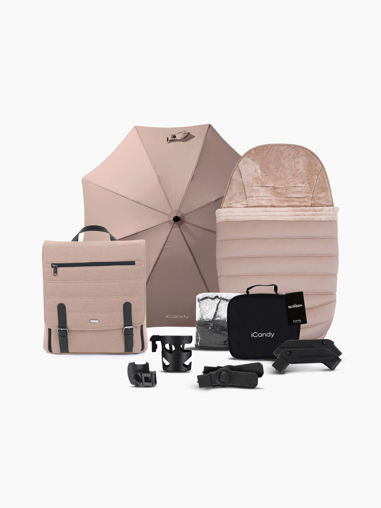 Peach 7 Kinderwagen Complete Bundle – Babywanne, Parasol & Fußsack | iCandy