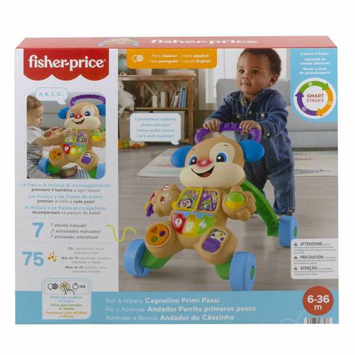 Gehhilfe auf Rädern Fisher-Price Sound Lichter Hund Mehrsprachig