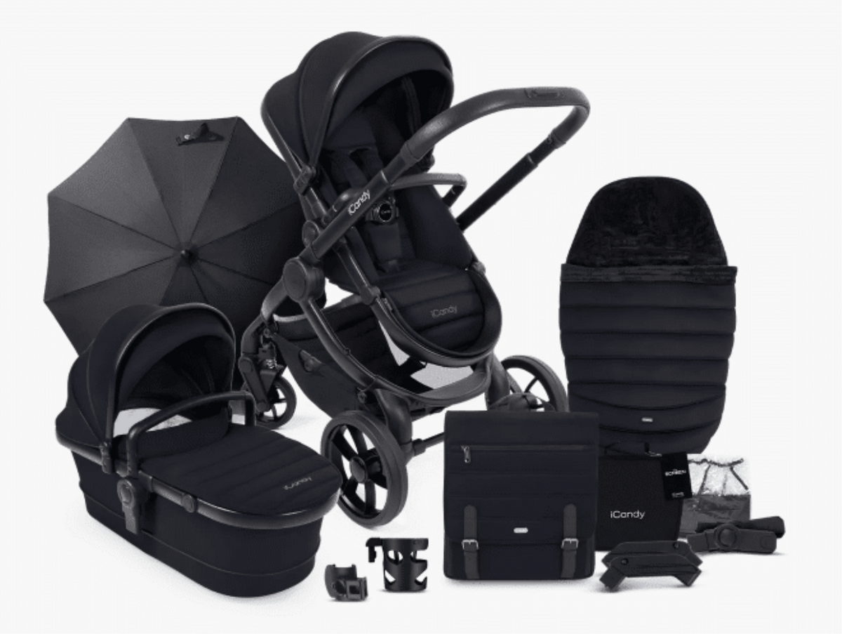 Peach 7 Kinderwagen Complete Bundle – Babywanne, Parasol & Fußsack | iCandy