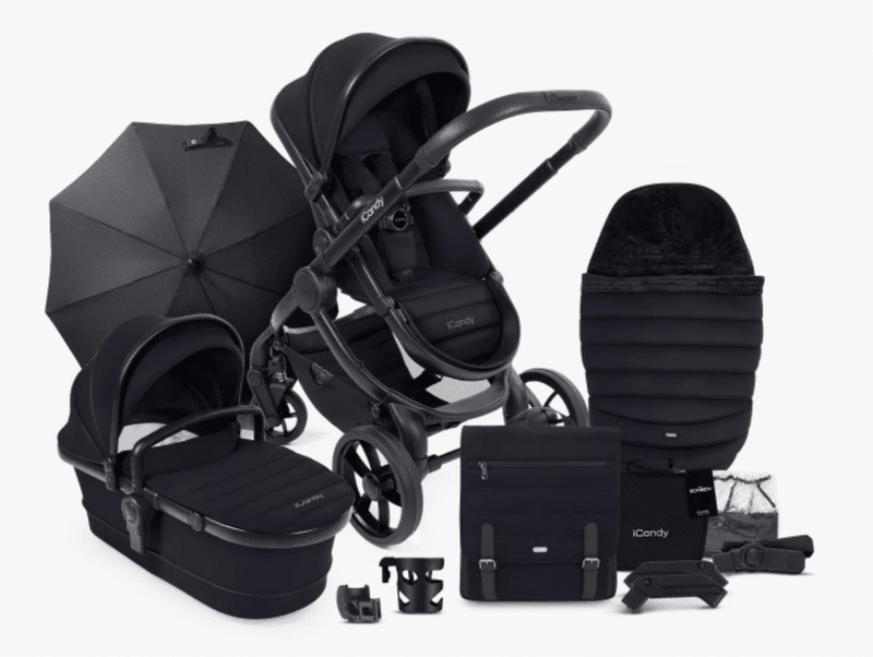 Peach 7 Kinderwagen Complete Bundle – Babywanne, Parasol & Fußsack | iCandy