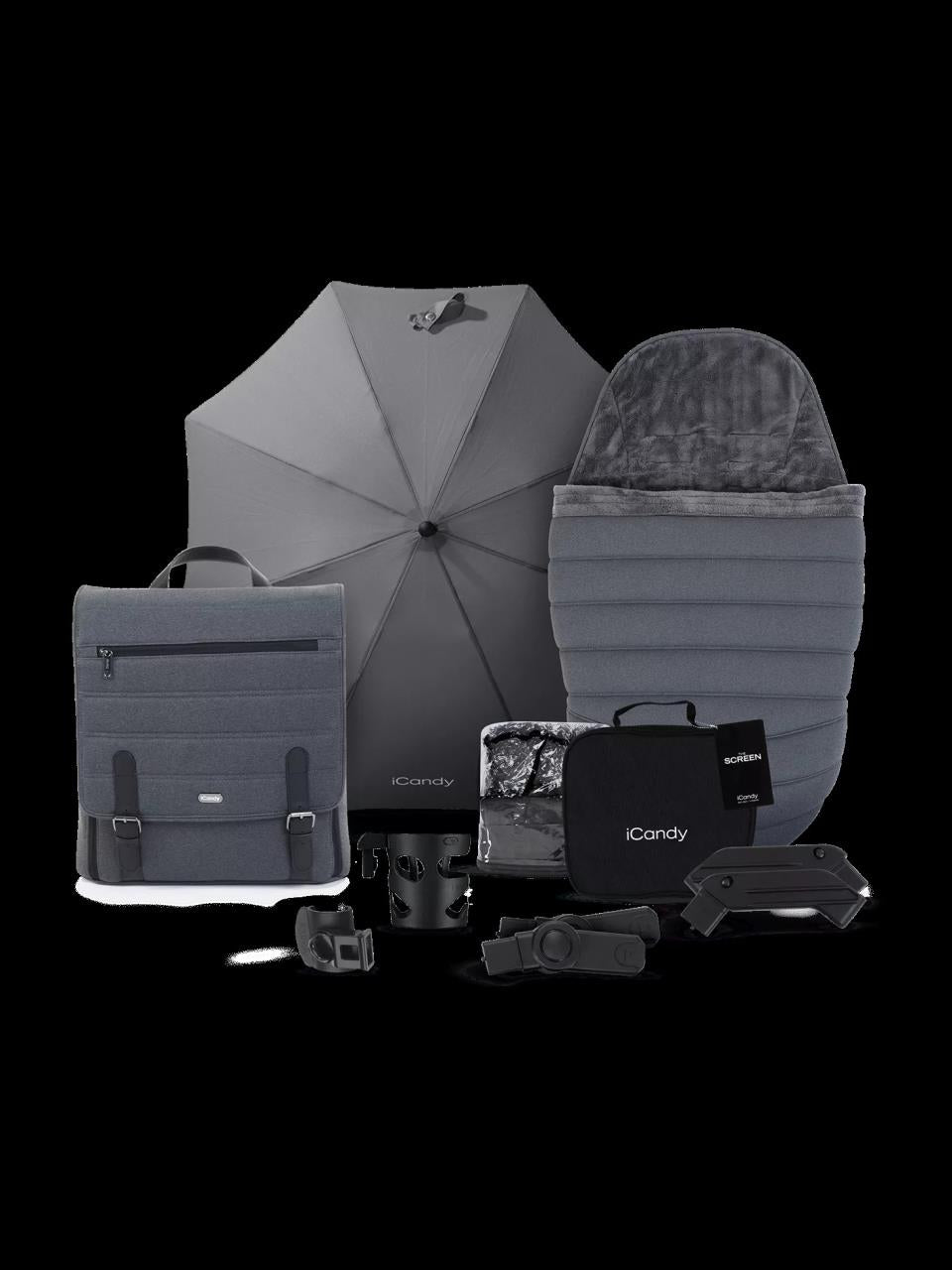 Peach 7 Kinderwagen Complete Bundle – Babywanne, Parasol & Fußsack | iCandy