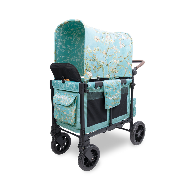 WonderFold W2 Luxe Pro Van Gogh Bollerwagen für 2 Kinder – Almond Blossoms