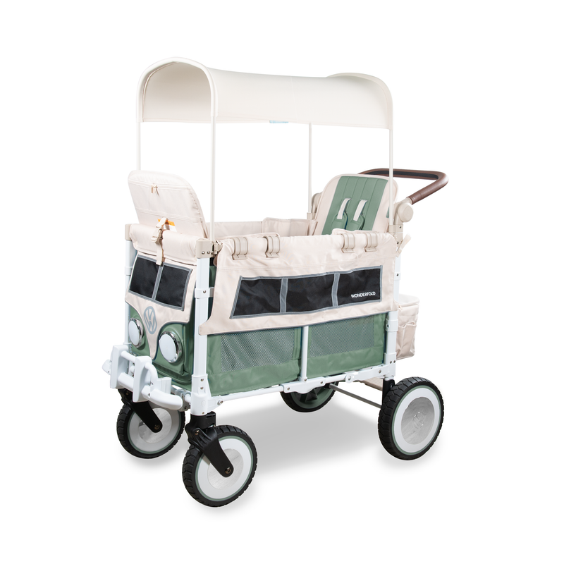 WonderFold VW2 Volkswagen Bollerwagen für 2 Kinder – Sage Green