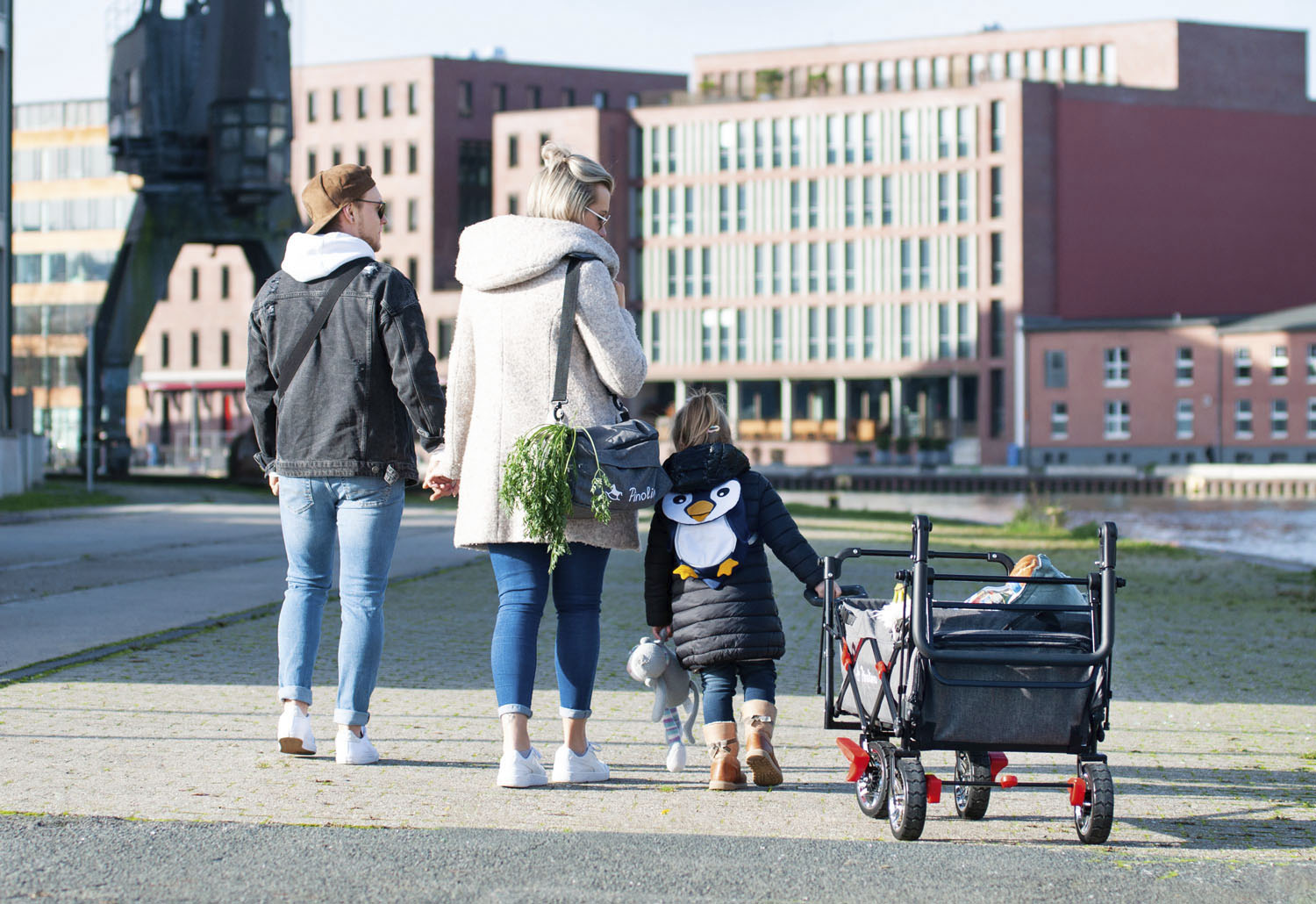Klappbollerwagen 'AddPlus' mit Bremse, grau Meliert inkl. Regenschutz
