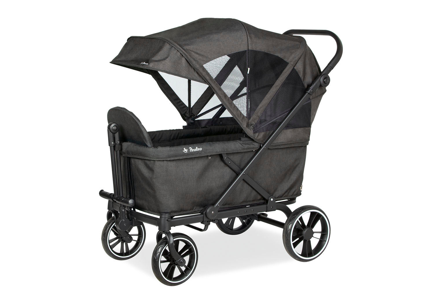 Pinolino 2-in-1 Kinder- und Bollerwagen Cubi Schwarz - Faltbar mit Sonnendach