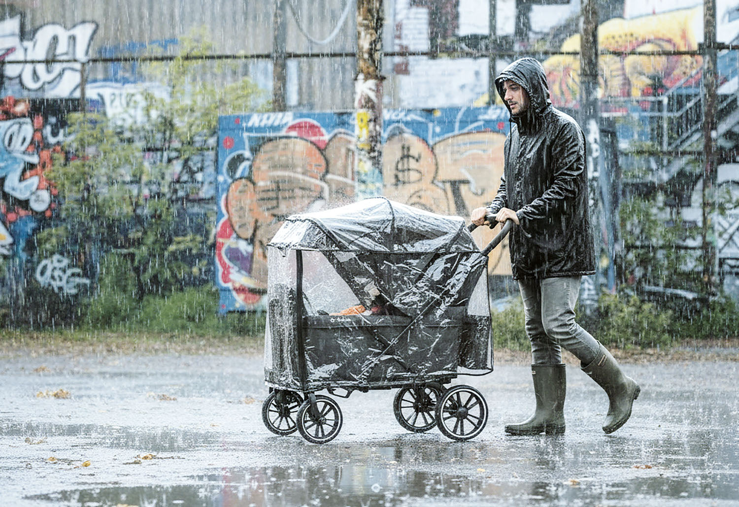 Pinolino Pinolino 2-in-1 Kinder- und Bollerwagen Cubi Schwarz - Faltbar mit Sonnendach – Ansicht 30 | bimboo.ch Schweiz