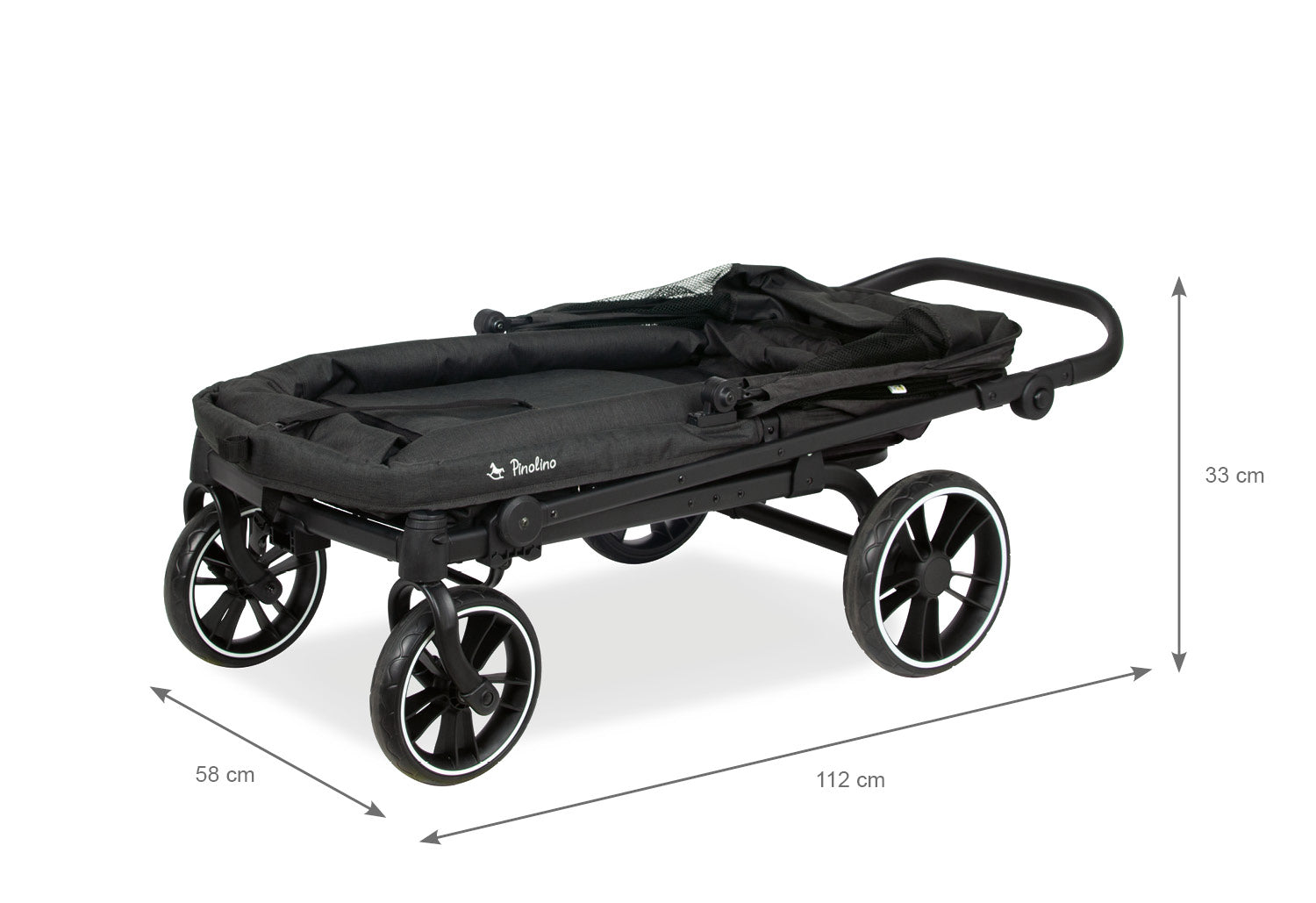 Pinolino Pinolino 2-in-1 Kinder- und Bollerwagen Cubi Schwarz - Faltbar mit Sonnendach – Ansicht 10 | bimboo.ch Schweiz