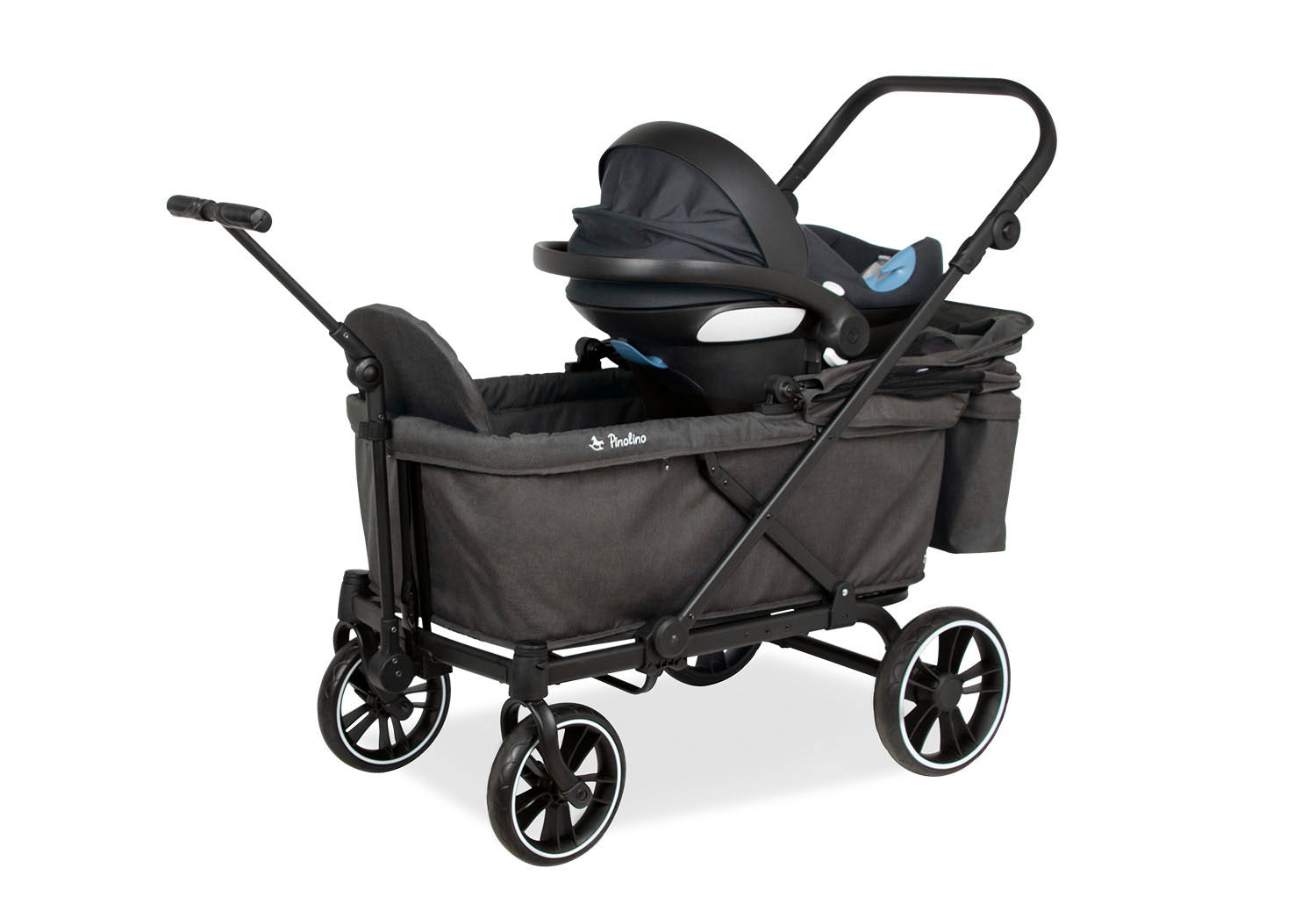 Pinolino Pinolino 2-in-1 Kinder- und Bollerwagen Cubi Schwarz - Faltbar mit Sonnendach – Ansicht 7 | bimboo.ch Schweiz