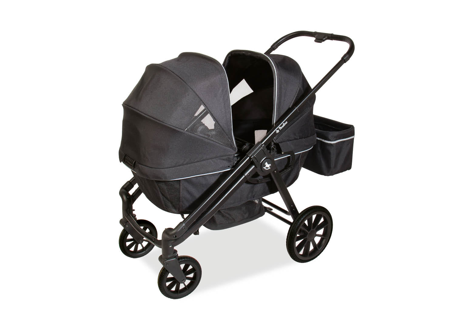 Pinolino 2-in-1 Kinder- und Bollerwagen Cubi Schwarz - Faltbar mit Sonnendach