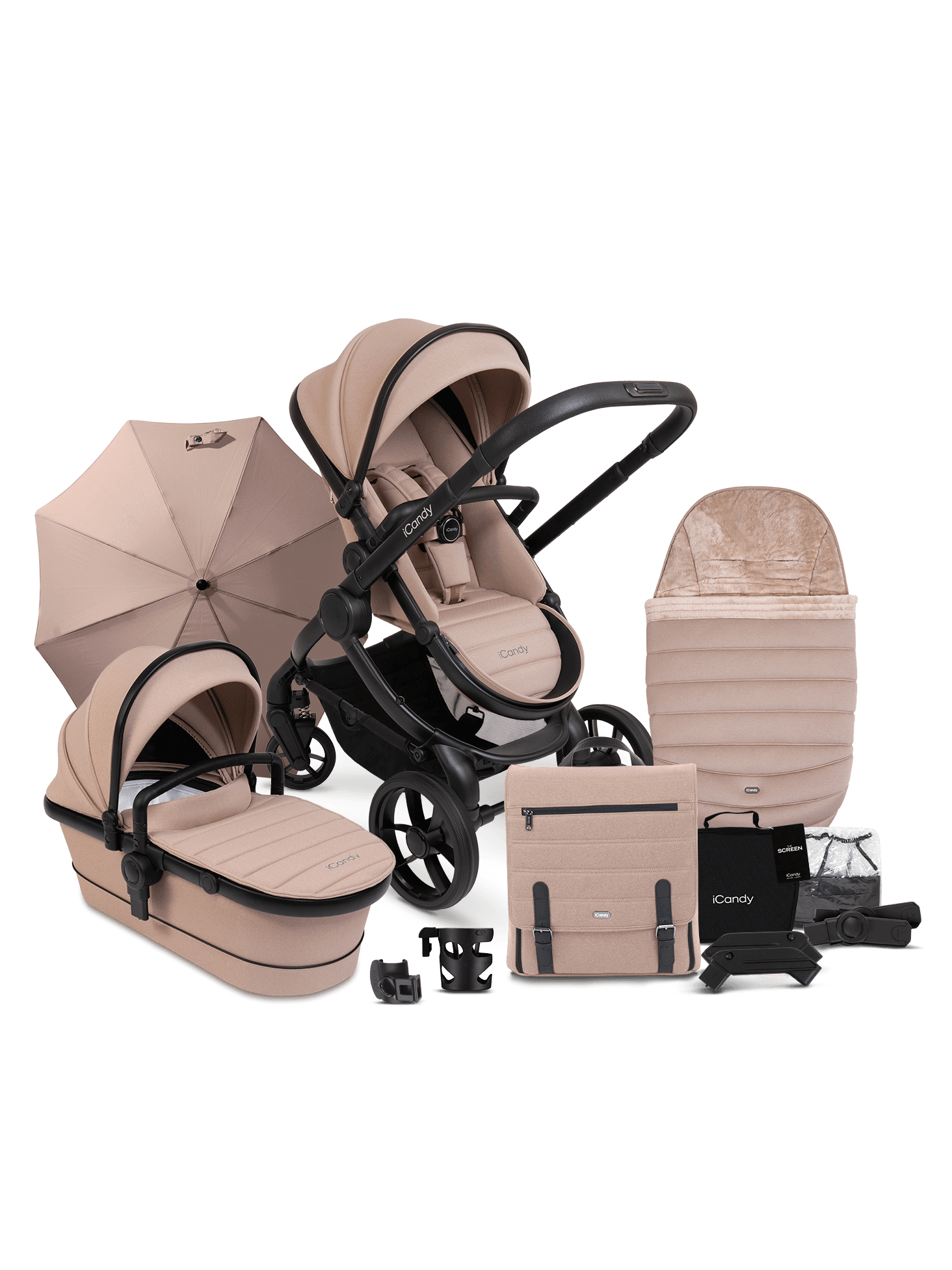 iCandy Peach 7 Complete Bundle Cookie/Sand – Kinderwagen Gesamtansicht