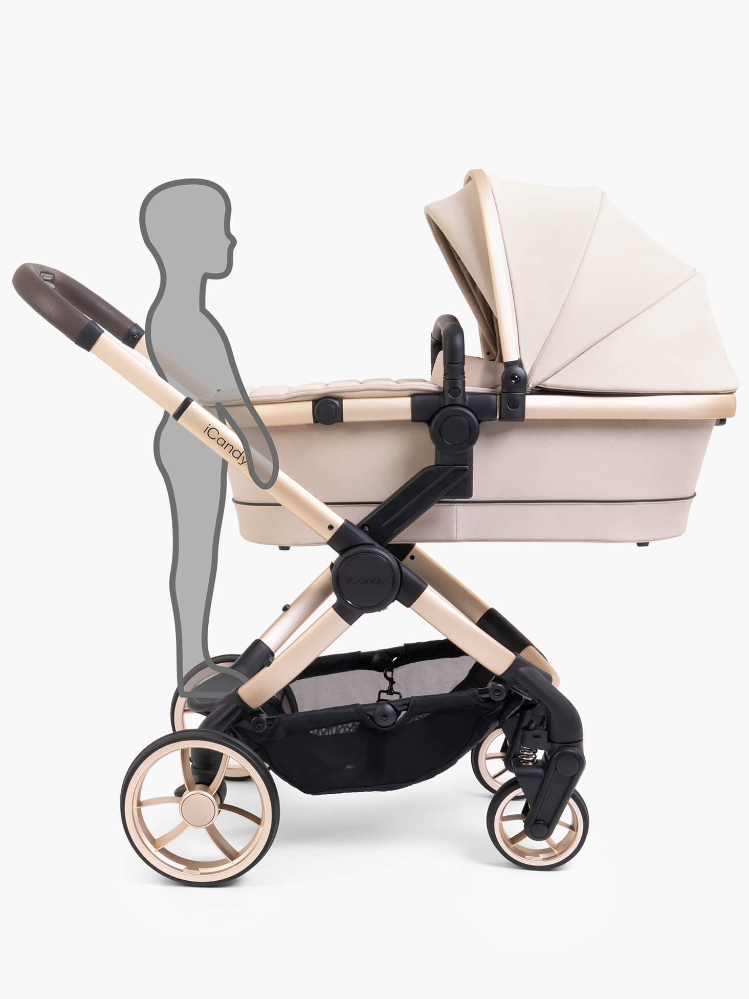 Peach 7 Kinderwagen Complete Bundle Biscotti – Babywanne, Parasol & Fußsack | iCandy