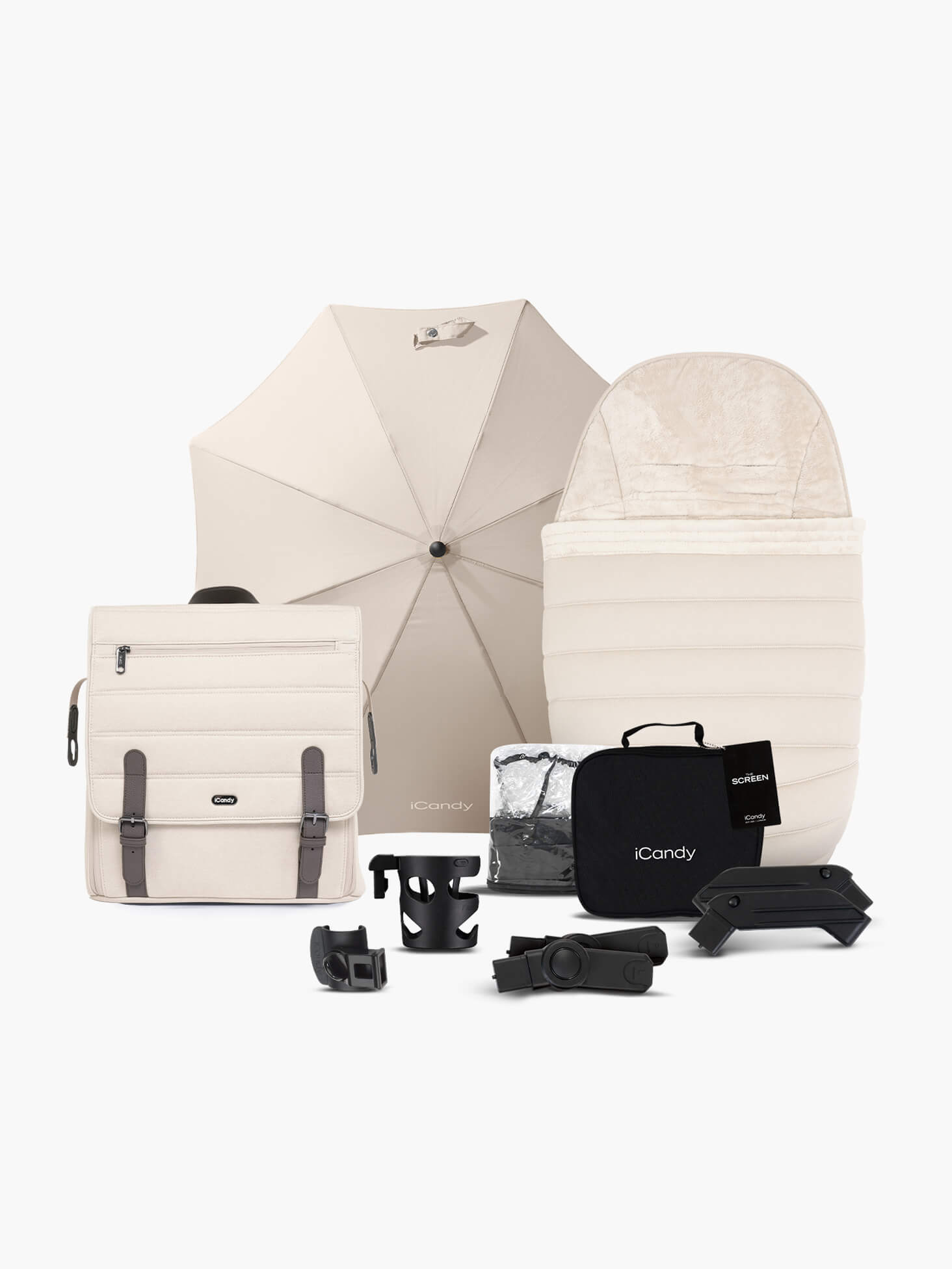 Peach 7 Kinderwagen Complete Bundle Biscotti – Babywanne, Parasol & Fußsack | iCandy